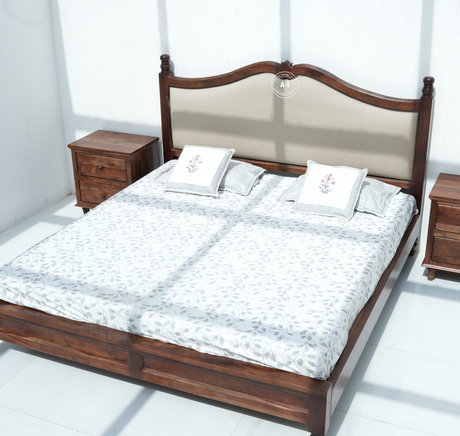 King size Acacia Wood bed - teak finish Arina Living