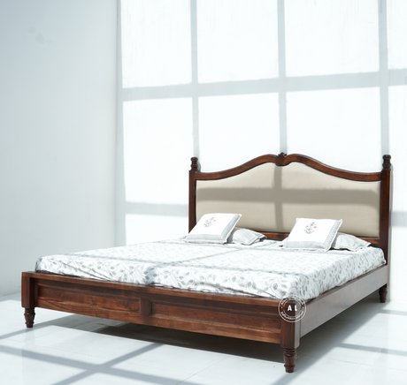 King size Acacia Wood bed - teak finish Arina Living