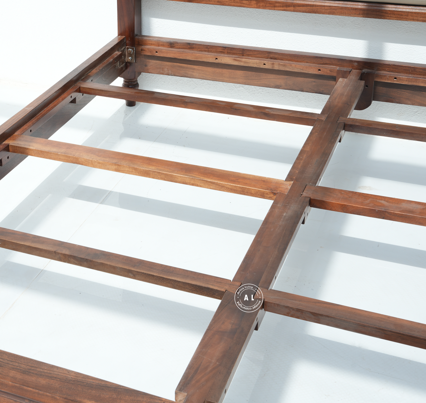 King size Acacia Wood bed - teak finish Arina Living