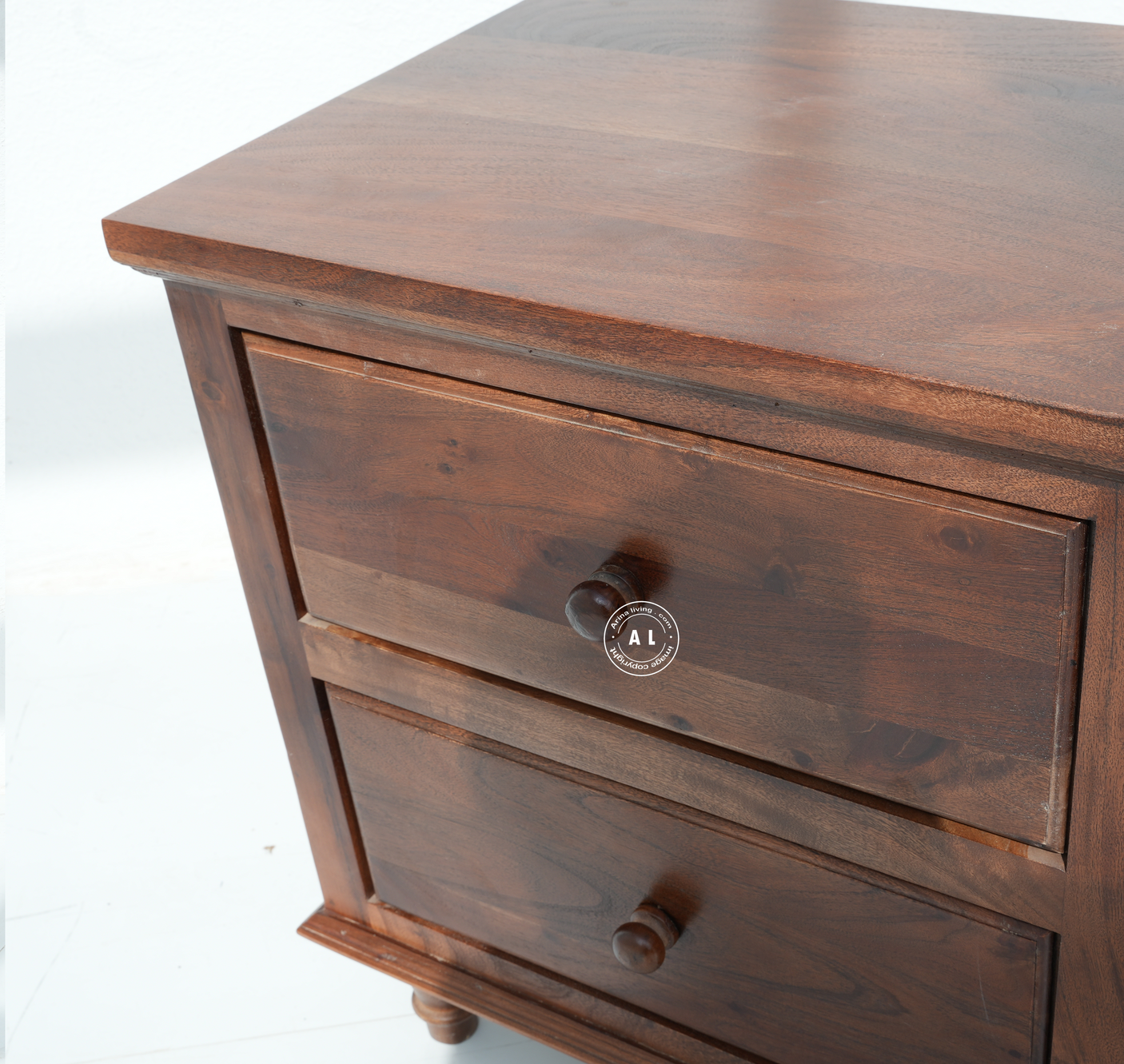 Acacia Wood bed side table - teak finish Arina Living