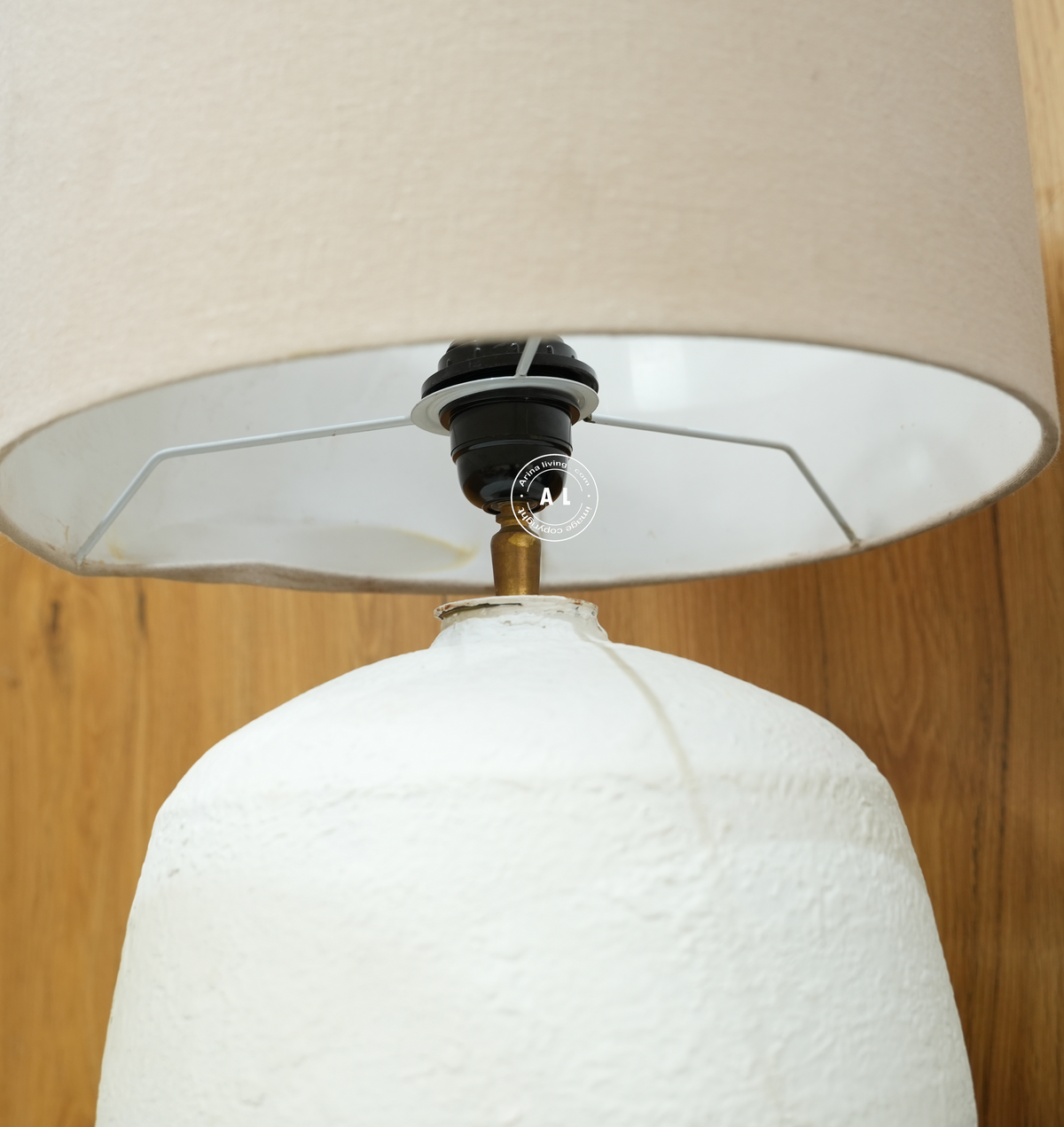 Handcrafted Textured Terracotta Table Lamp with Fabric Shade Arina Living