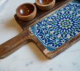 Mango Wood Serving Board with 3 Bowls Arina Living