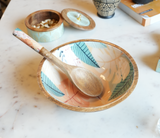 Wooden Serving Bowl with Hand-Painted Inlay & Spoon Arina Living