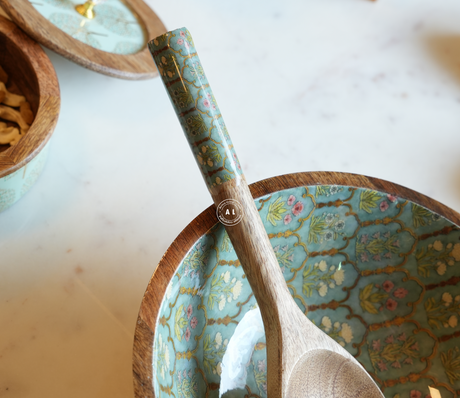 Decorative Mango Wood Serving Bowl with Spoon Arina Living