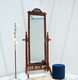 Sheesham Wood Floor Mirror 360° Rotating Full Length Mirror with Stand Arina Living