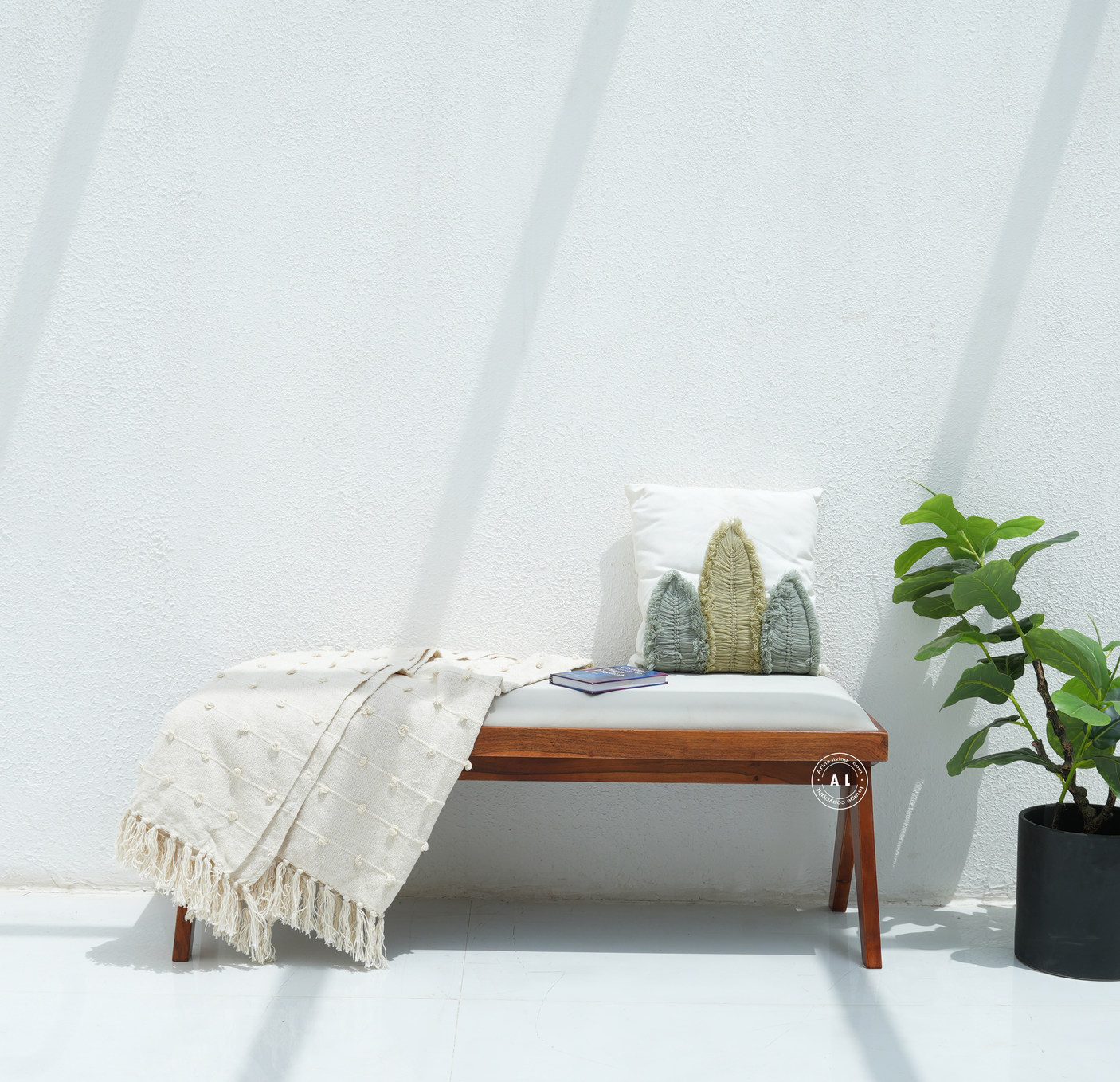 Solid Wood Upholstered Bench with Cushioned Seat Arina Living