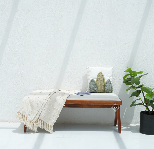 Solid Wood Upholstered Bench with Cushioned Seat Arina Living