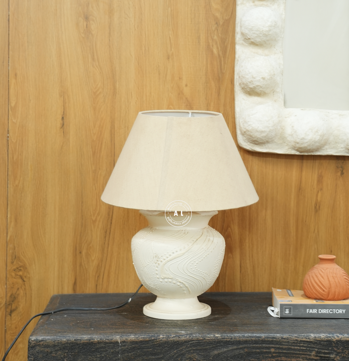 Handcrafted Terracotta Table Lamp with Textured Base Arina Living