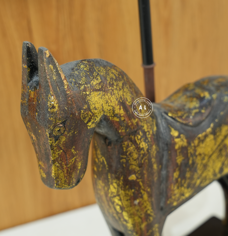 Decorative Wooden Horse Table Lamp with Vintage Finish Arina Living