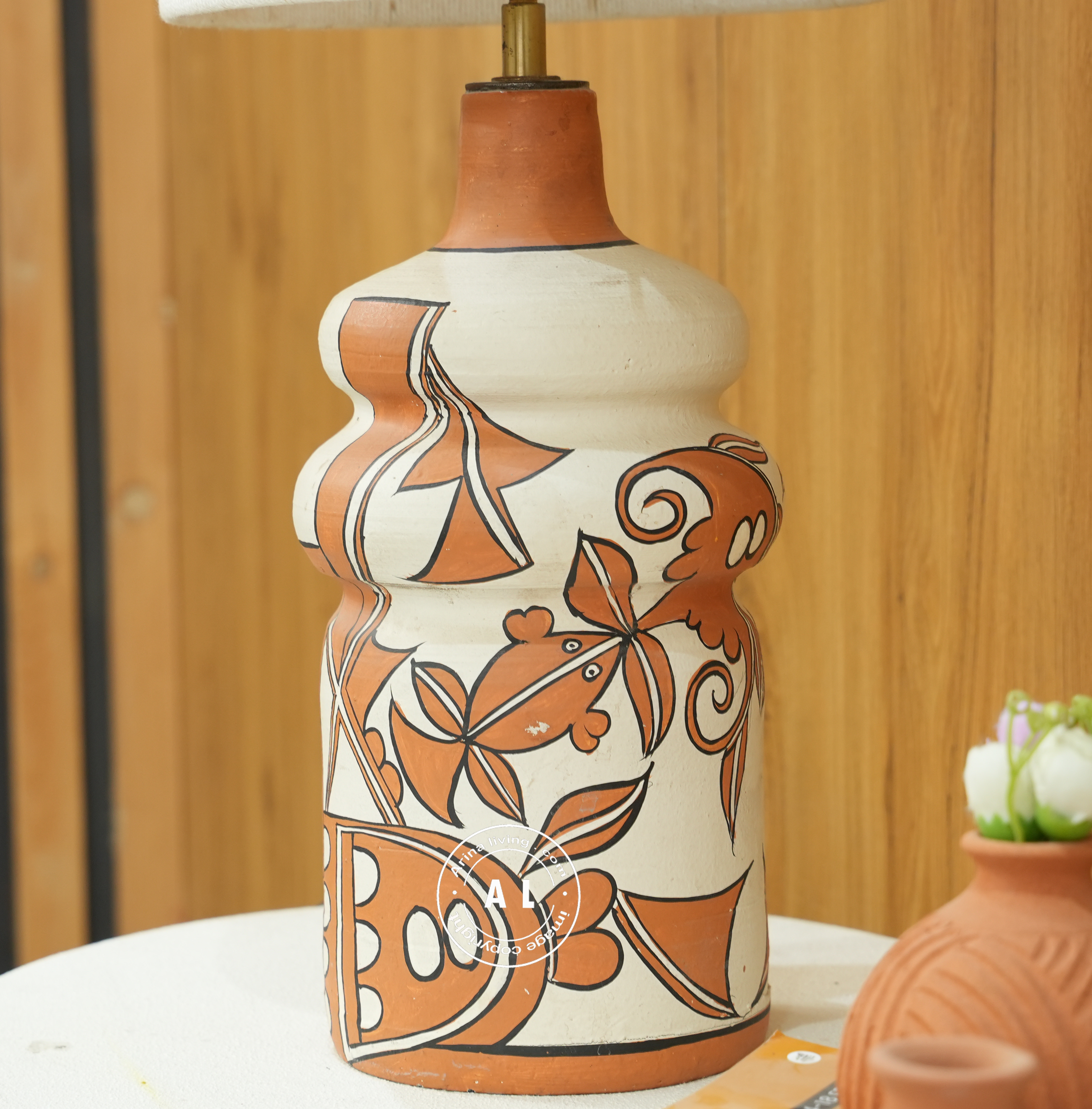 Painted Terracotta Accent Table Lamp Arina Living
