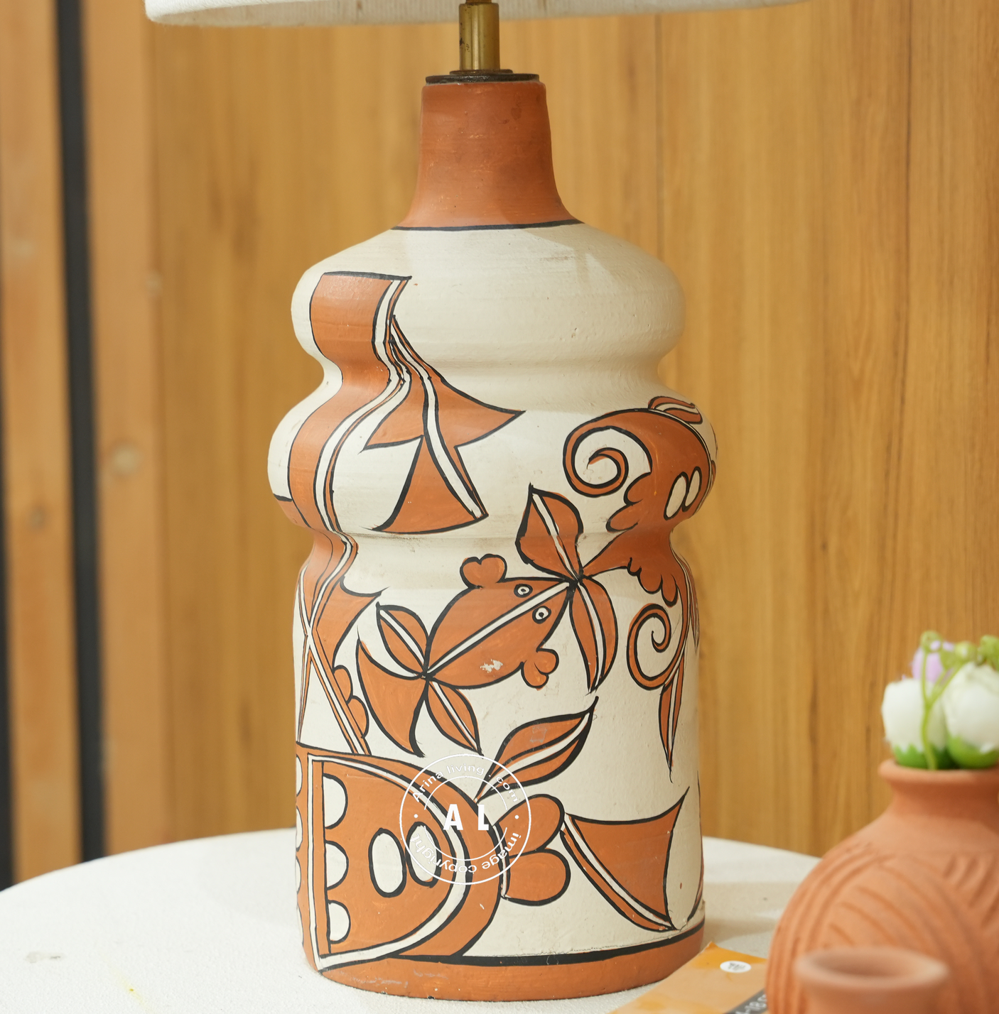 Painted Terracotta Accent Table Lamp Arina Living