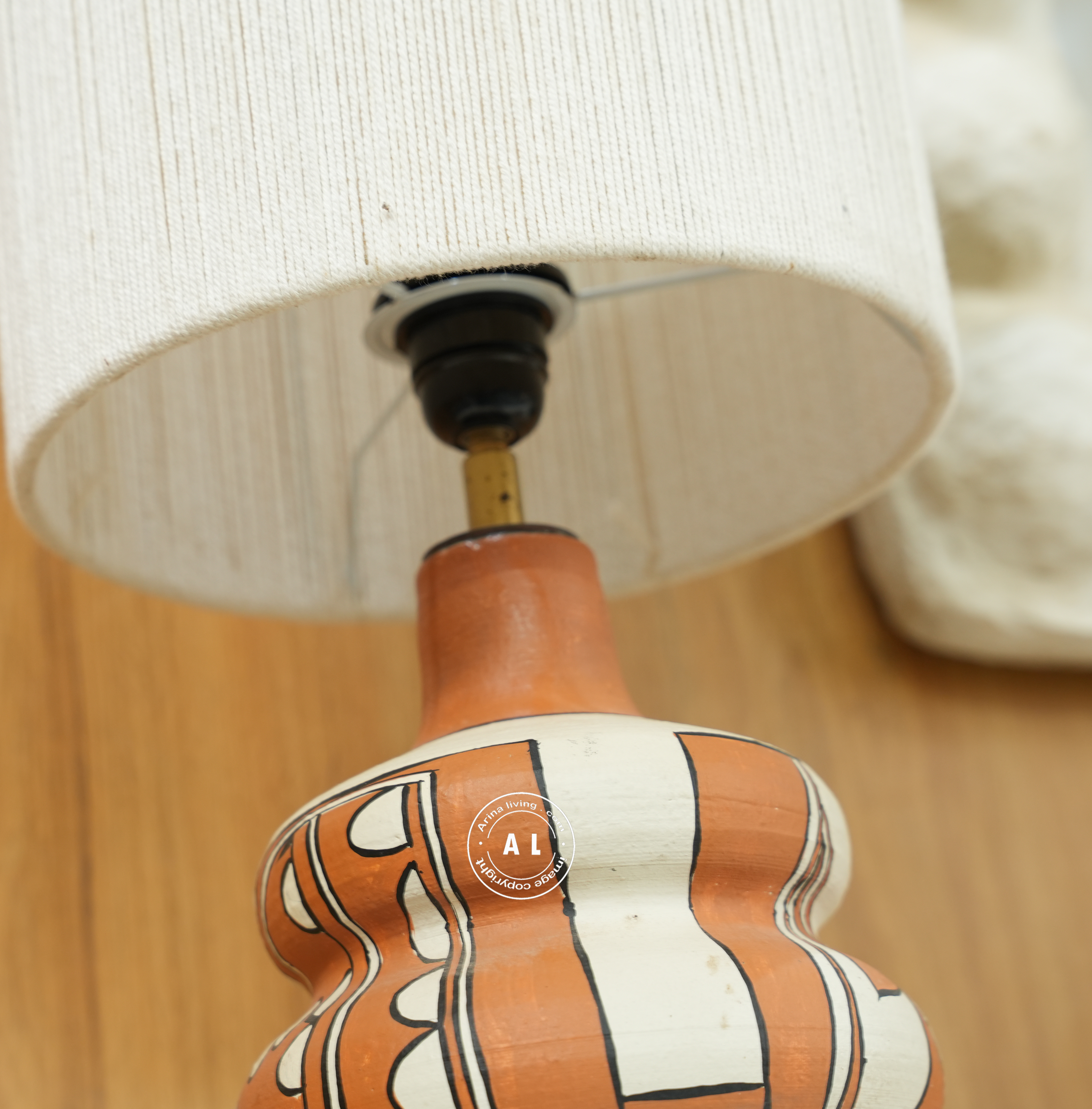 Painted Terracotta Accent Table Lamp Arina Living