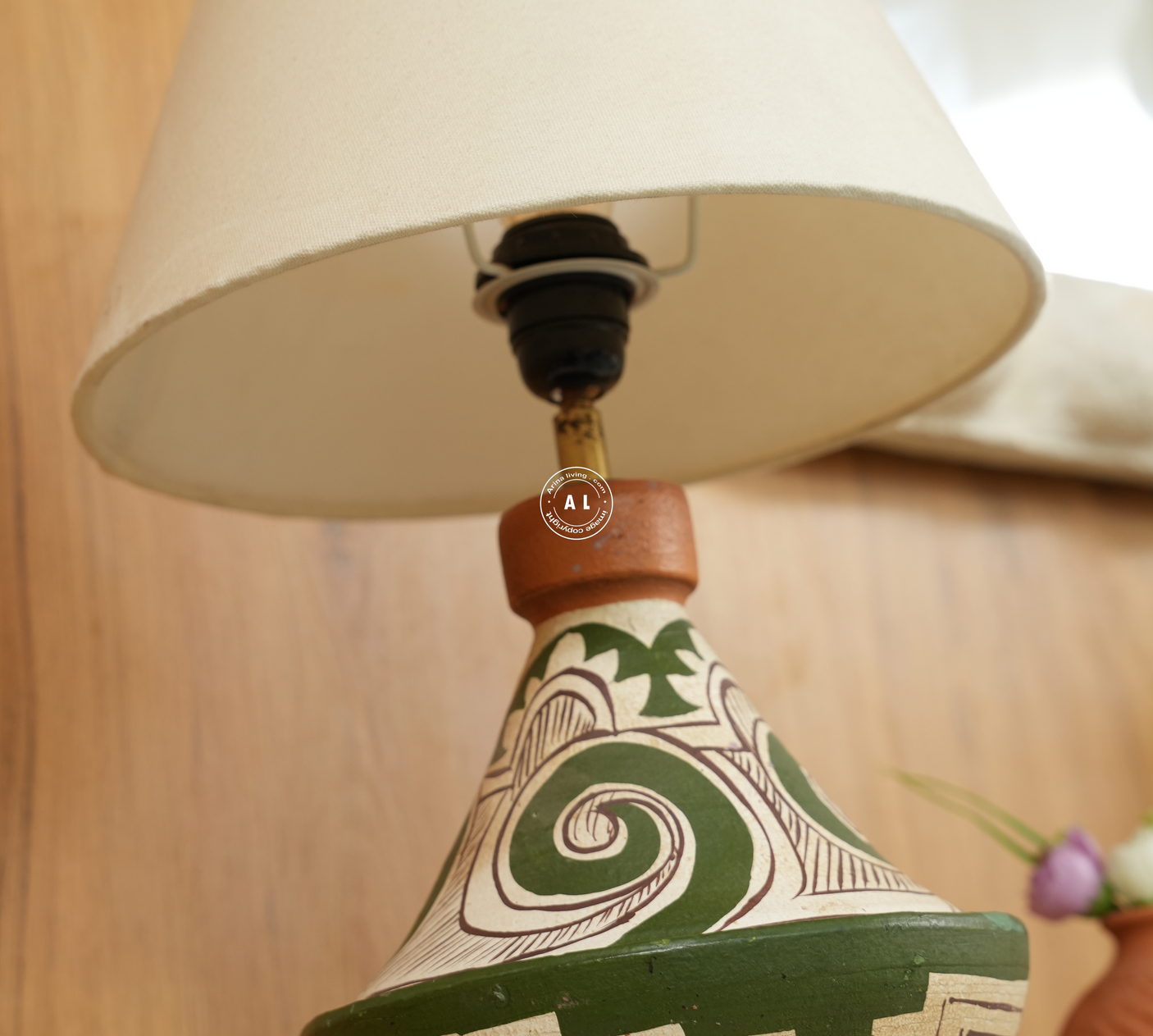 Decorative Hand-Painted Terracotta Table Lamp Arina Living