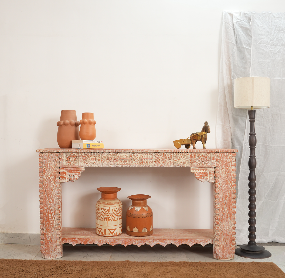 wooden Carved  console table Arina Living
