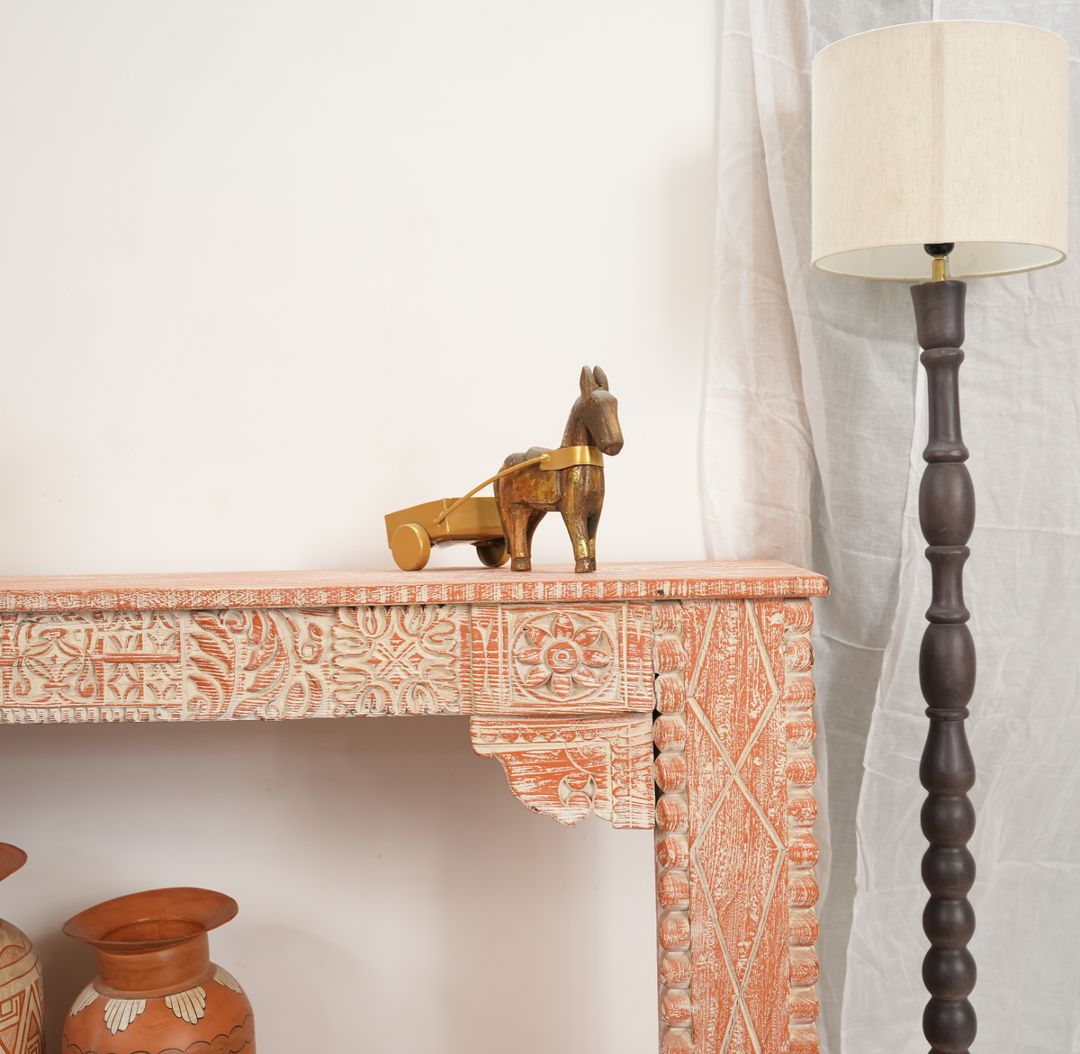 wooden Carved  console table Arina Living