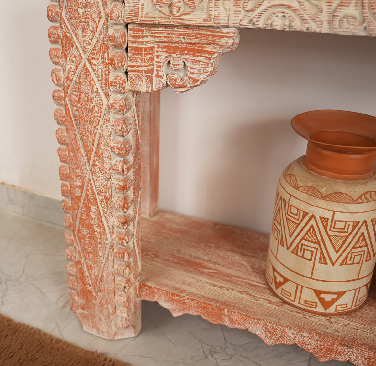 wooden Carved  console table Arina Living