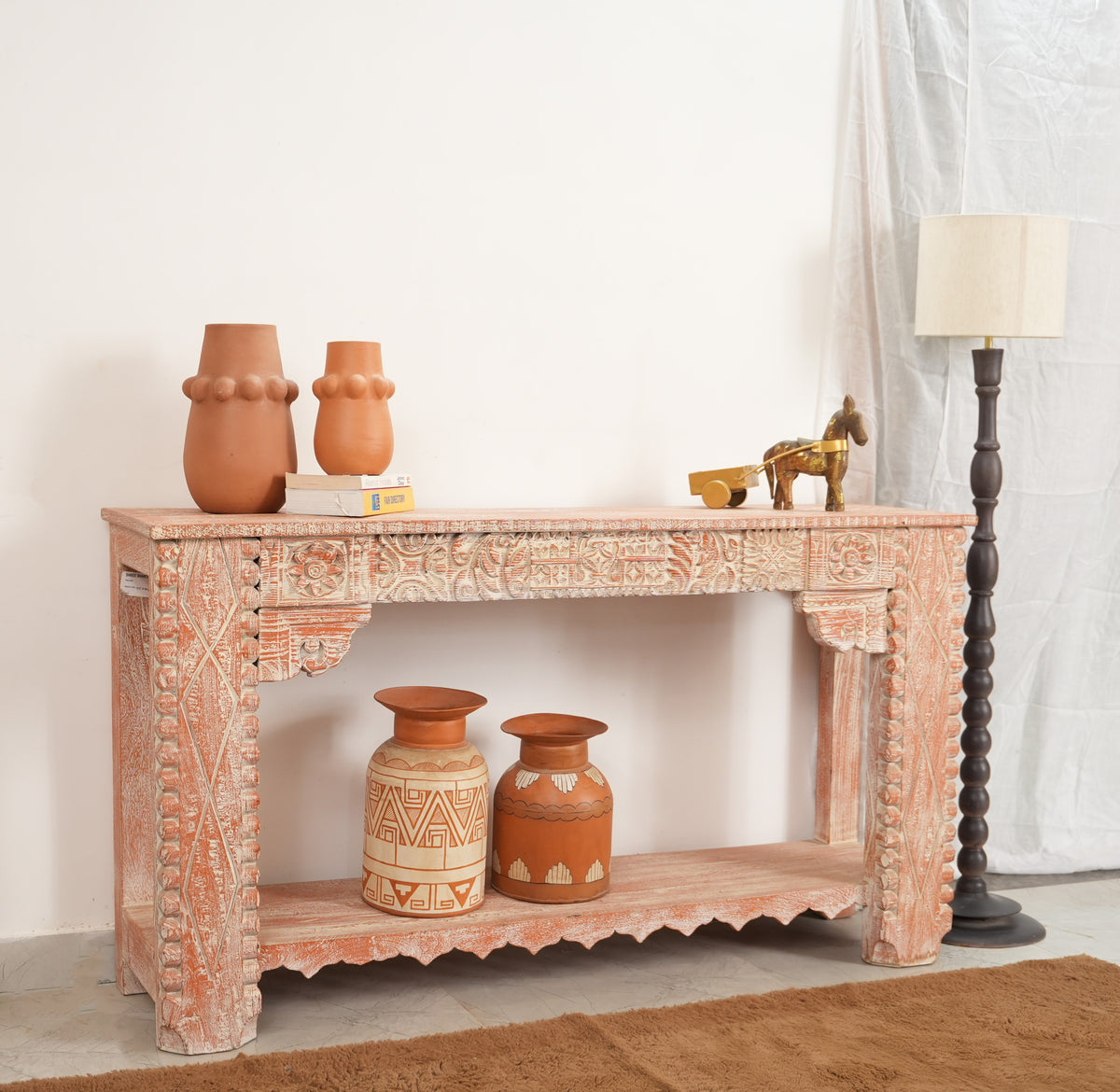 wooden Carved  console table Arina Living
