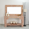 wooden Carved  console table with mirror frame Arina Living