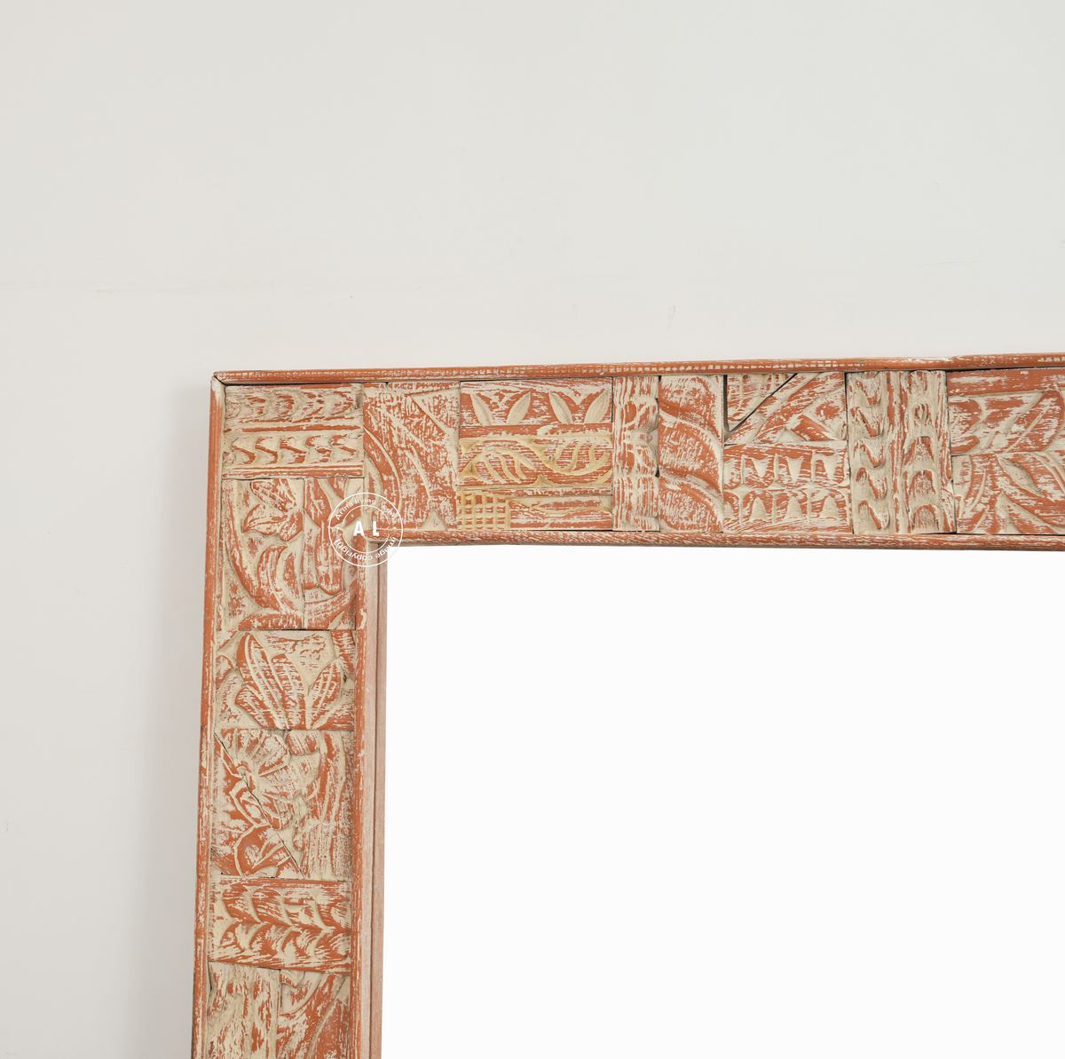 wooden Carved  console table with mirror frame Arina Living