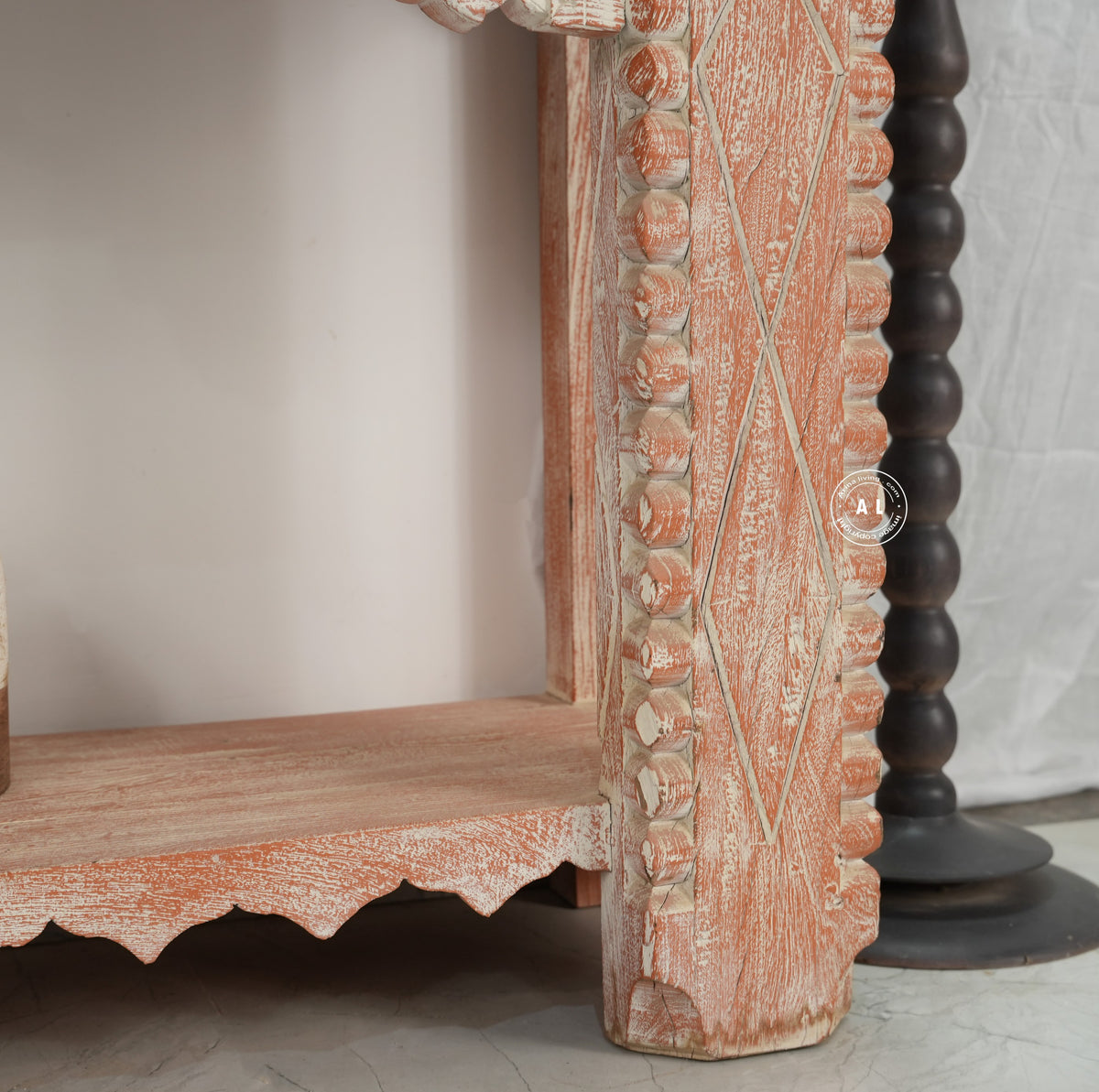 wooden Carved  console table with mirror frame Arina Living