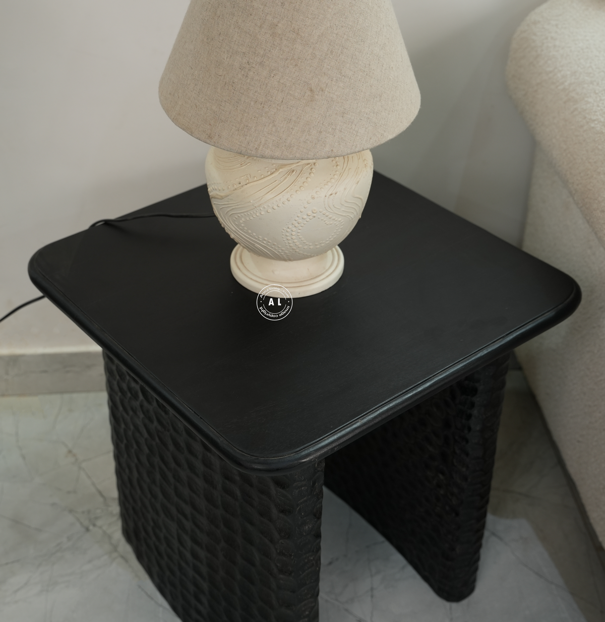 Mango wood side table - Black finish Arina Living