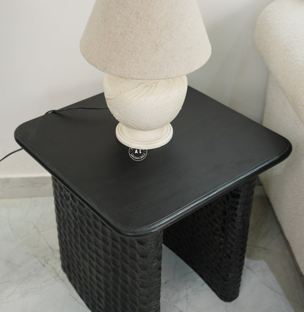 Etch Mango wood side table - Black finish Arina Living