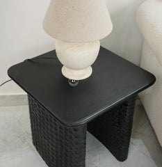 Etch Mango wood side table - Black finish Arina Living