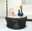 Black Wooden Coffee Table with Marble Top Arina Living