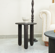 Wooden black round side table Arina Living