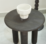 Wooden black round side table Arina Living