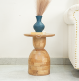 wooden ronud side table - Natural finish Arina Living