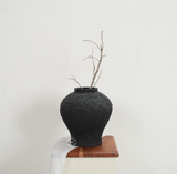 Black Stone Texture Terracotta Vase Arinaliving