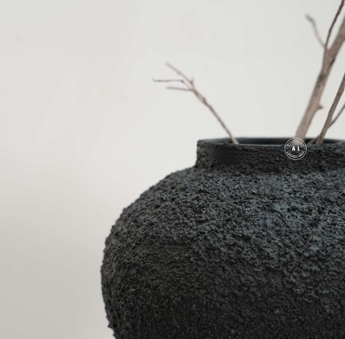 Black Stone Texture Terracotta Vase Arinaliving