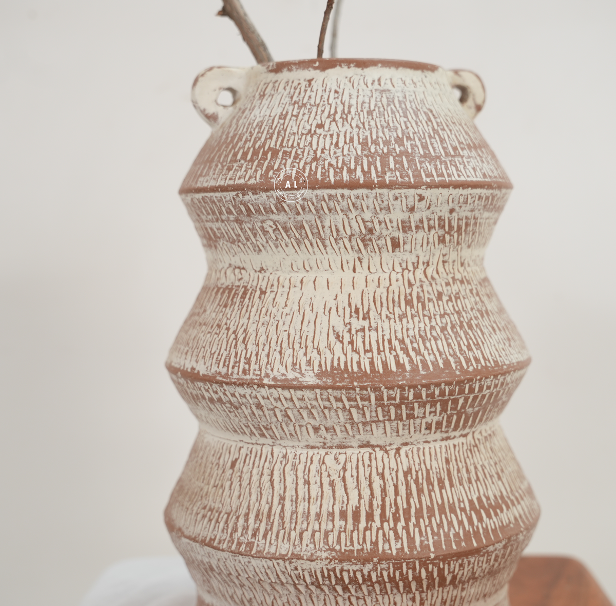 Whitewashed Terracotta Decorative Vase Arina Living