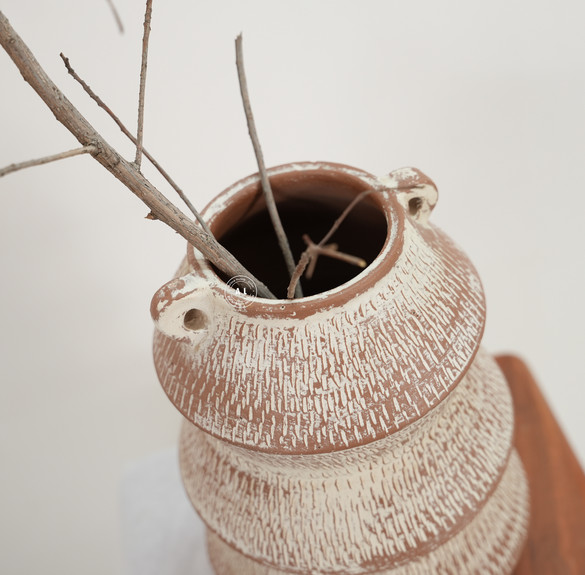 Whitewashed Terracotta Decorative Vase Arina Living