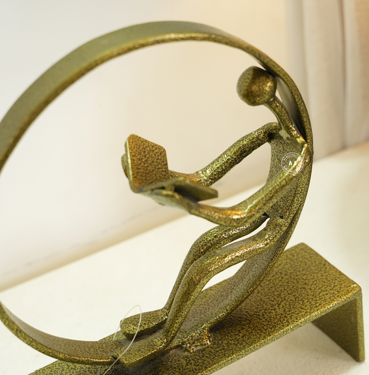 Gold Iron Reading Figure Decorative Sculpture Arina Living