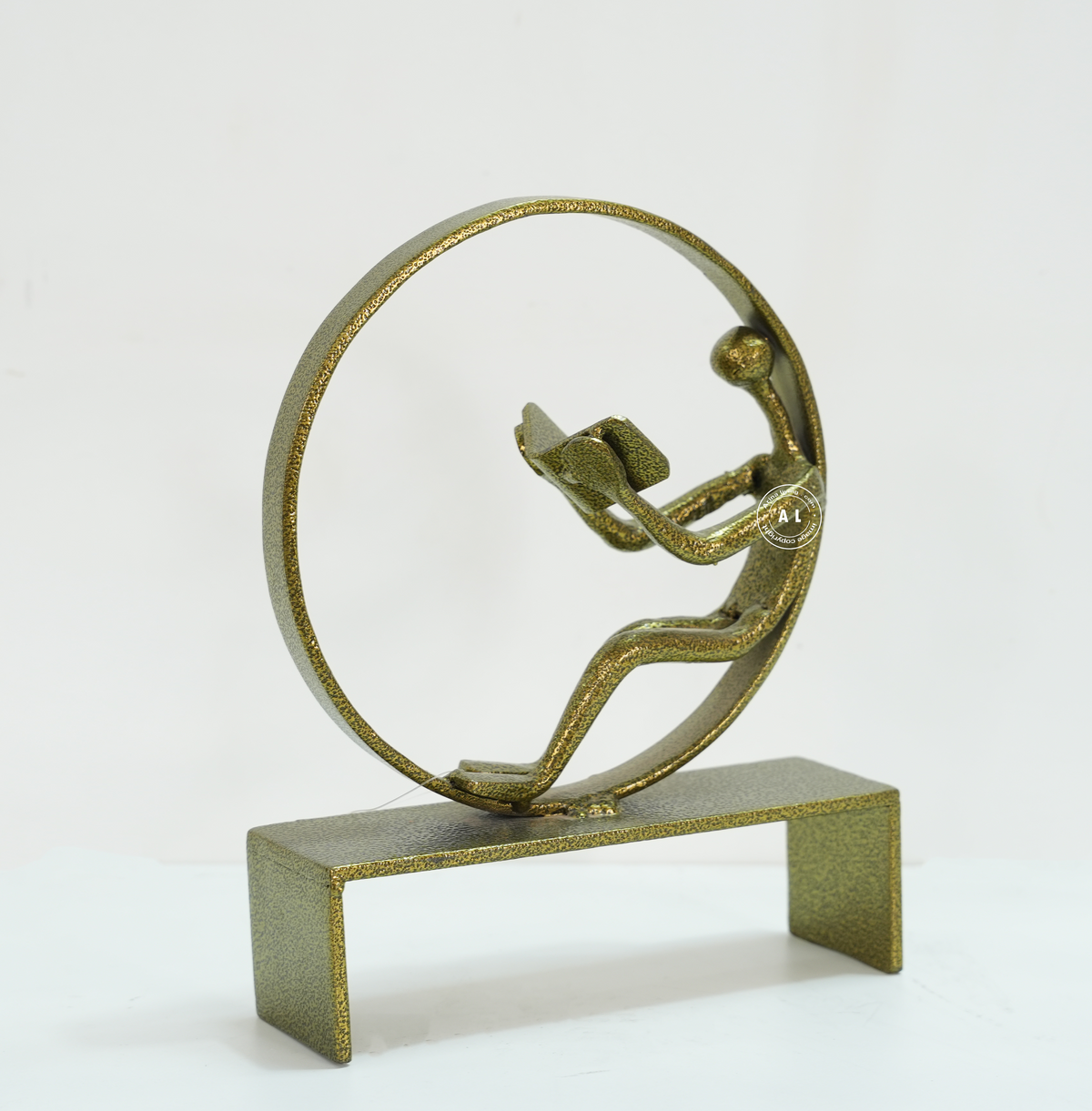 Gold Iron Reading Figure Decorative Sculpture Arina Living