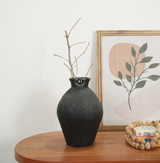 Black Rustic Terracotta Decorative Vase Arina Living