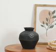 Black Round Terracotta Decorative Vase Arina Living