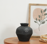 Black Round Terracotta Decorative Vase Arina Living