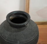Black Round Terracotta Decorative Vase Arina Living