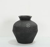 Black Round Terracotta Decorative Vase Arina Living