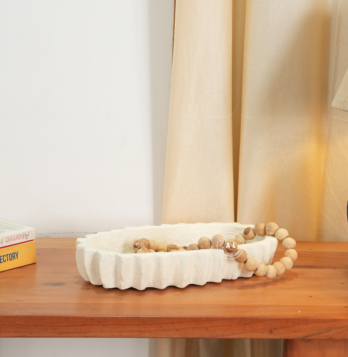 White Sculpted Paper Mache Tray Arina Living