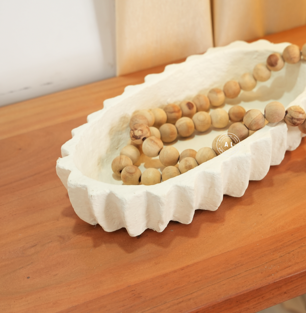 White Sculpted Paper Mache Tray Arina Living