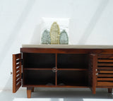 Modern Sheesham Wood Shoe Rack Bench - Honey Finish Arina Living