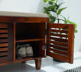 Modern Sheesham Wood Shoe Rack Bench - Honey Finish Arina Living