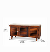 Elowen Sheesham Wood Shoe Rack Bench – 3 Doors, Honey Finish Arina Living