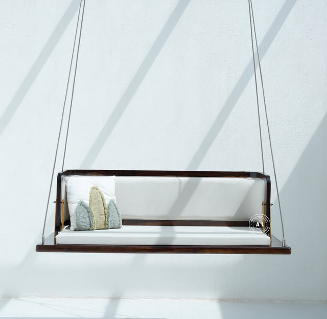 Prestow Air - Reversible Sheesham Wood  Swing Chair - Walnut finish Arina Living