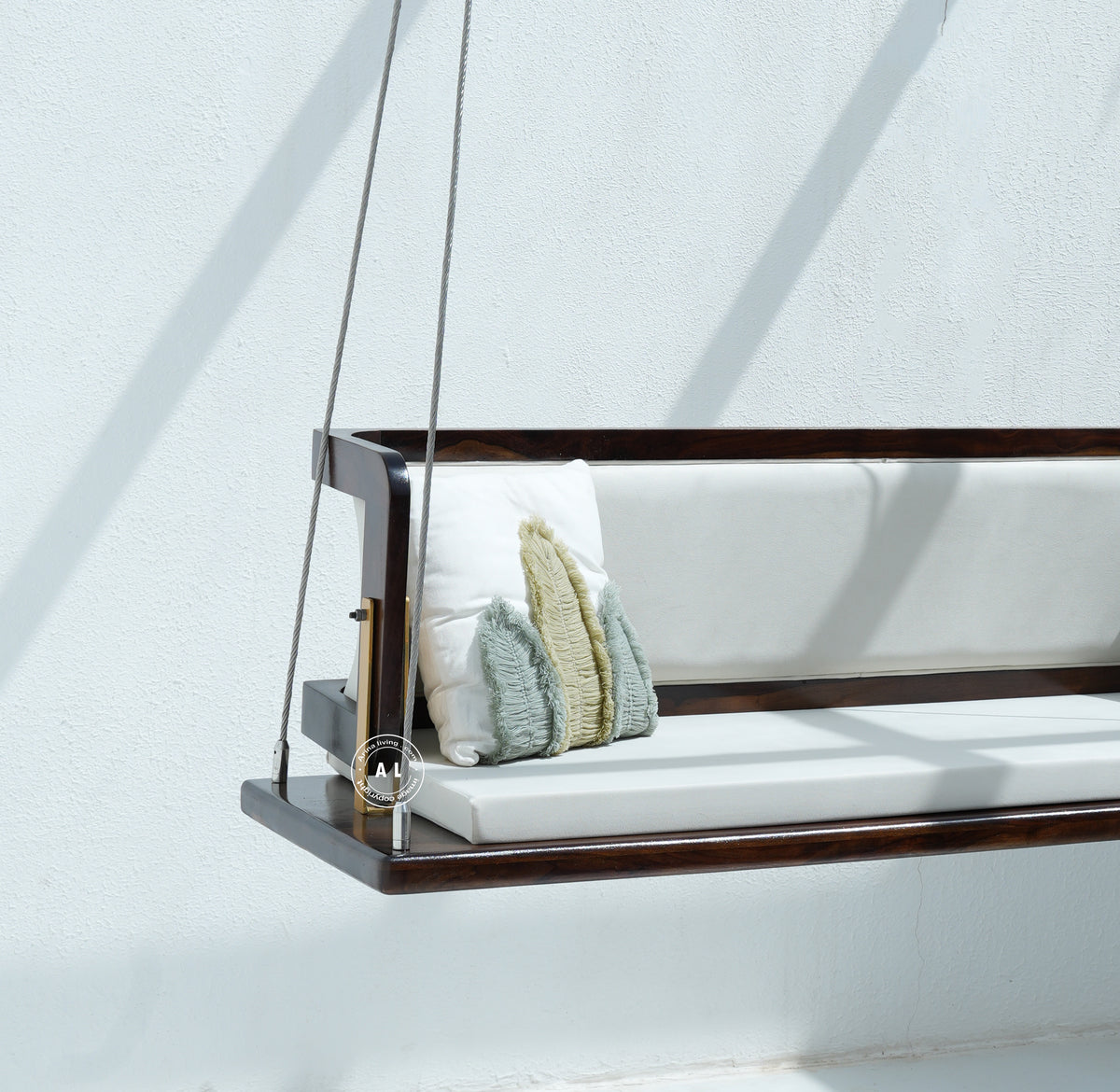 Prestow Air - Reversible Sheesham Wood  Swing Chair - Walnut finish Arina Living