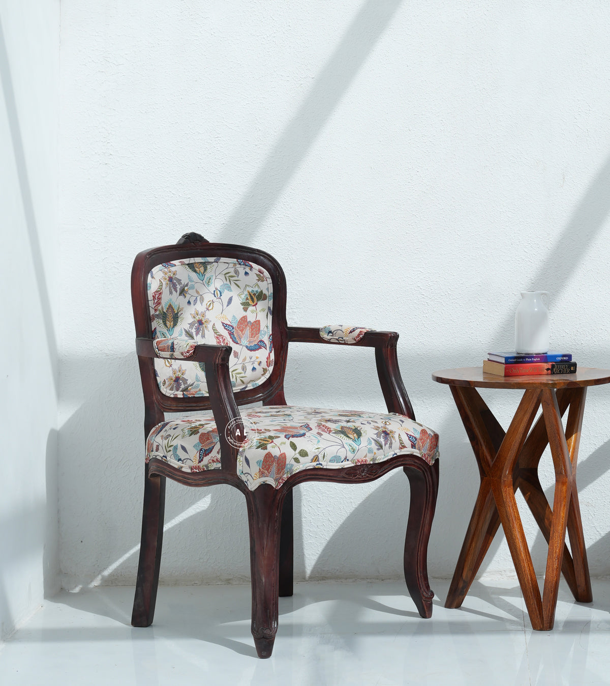 Upholstered Sheesham Wood Dining Chair - Teak finish Arina Living